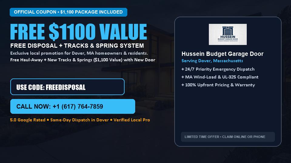 FREE Old Door Haul-Away & Heavy-Duty Tracks in Dover, MA - Hussein Budget Garage Door