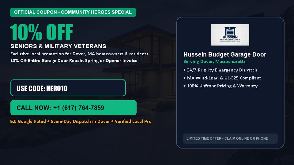 10% OFF Senior, Military & First Responder Discount in Dover, MA - Hussein Budget Garage Door